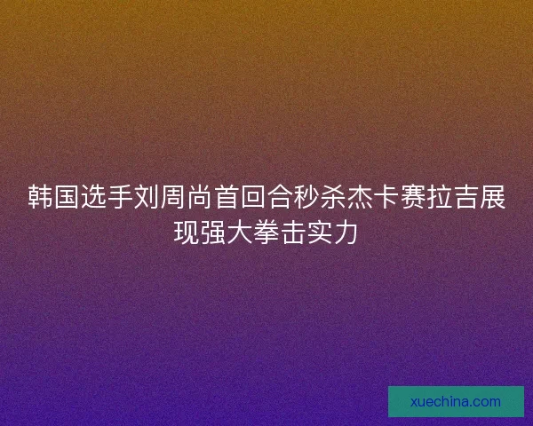 韩国选手刘周尚首回合秒杀杰卡赛拉吉展现强大拳击实力